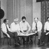 Писатели Николаева на телестудии: В.Пучков, Э.Январёв, В.Качурин, М.Божаткин, Д.Креминь.1978 г.